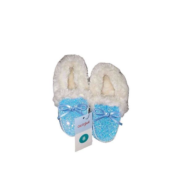 Cat & Jack Glitter Moccasins Slipper Shoes Size 8 - Picture 5 of 8